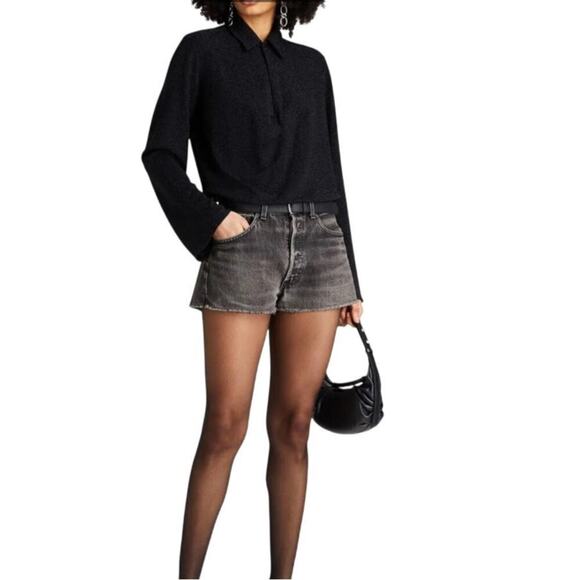 rag & bone Tops - Rag and Bine Lilith Metallic Stretch-Jersey Blouse XXS